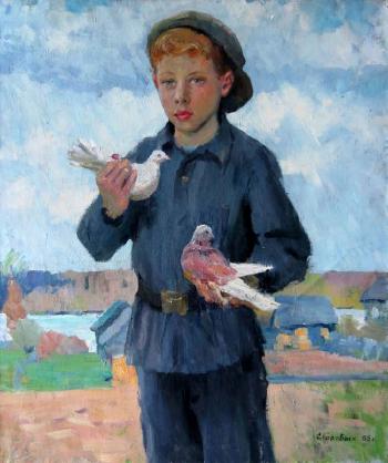 Boy with pigeons by 
																			Gorovykh Evgeni Danilovitch