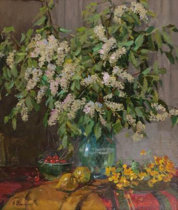 Spring flowers and cherries by 
																			Nikolai Tolkounov