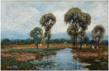 Rural landscape with stream by 
																			Albert Beisiegel