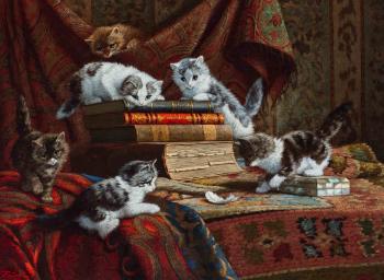 Kittens spelend met het mysterie by 
																	Cornelis Raaphorst