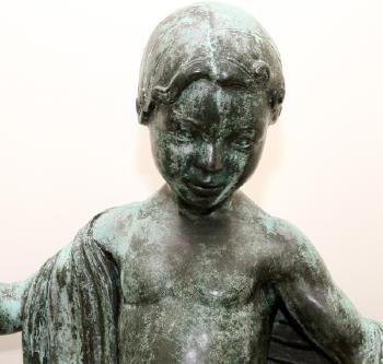 Nude child with outstretched arms on circular base by 
																			Florence Wyle