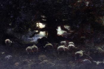 An end of day pastoral scene, gathering sheep by 
																			Louis Paul Dessar