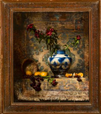 Sweet William and Oranges by 
																			David Leffel