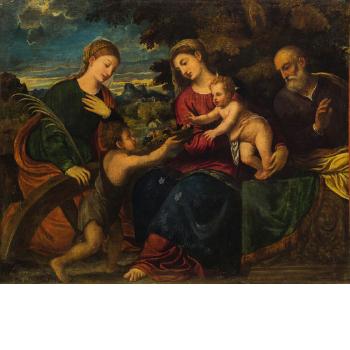 Sacra Famiglia con Santa Caterina e San Giovannino by 
																	Polidoro Lanciani
