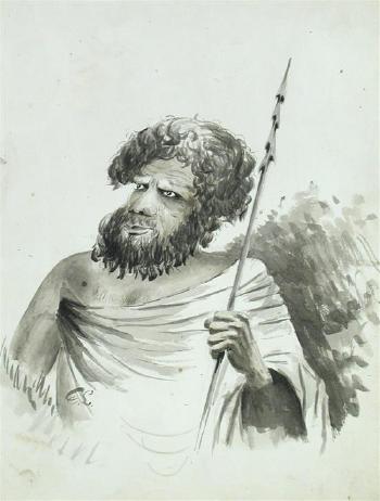 A study of a native aborigine by 
																			Augustus Earle