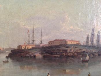 British Warships in Port Mahon, Minorca, including H.M.S. San Juan by 
																			Anton Schranz