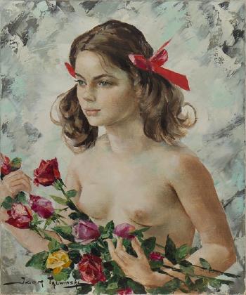 Girl Holding Flowers by 
																	Igor Talwinski