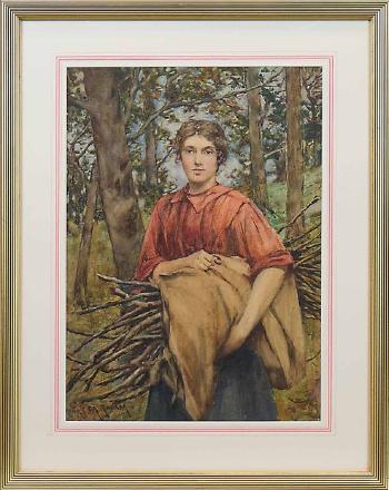 Maiden Gathering Firewood by 
																	Henry Meynell Rheam