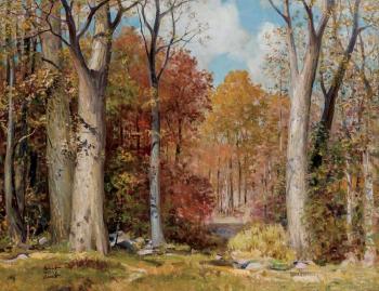Autumn forest scene by 
																			Robert Wesley Amick