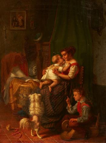 A Mother with her Children by 
																	Joseph Gyselinckx