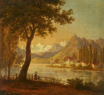 A View of Lake Thun by 
																	Anton Radl
