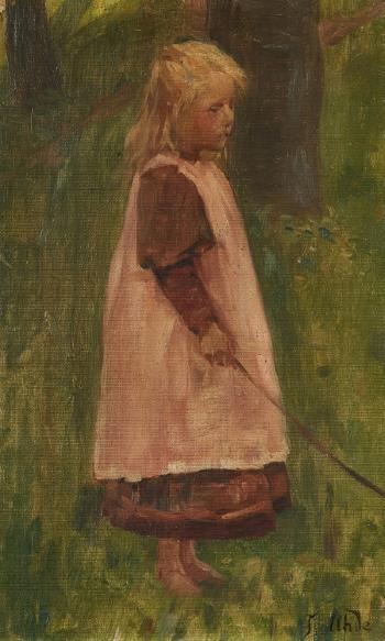Little Girl with Trees by 
																	Fritz von Uhde