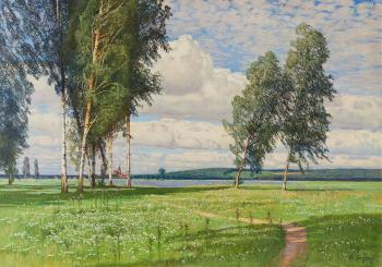 Landschaft mit Birken und See by 
																	Paul Vorgang