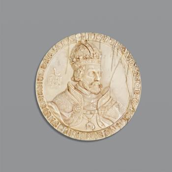 A carved ivory medallion with Emperor Ferdinand I by Leopold Pronner by 
																	Leopold Pronner