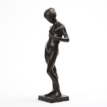 Standing girl with oil lamp by 
																			Hugo Elmqvist