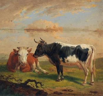 Cows in the pasture by 
																			Alexander Johann Dallinger von Dalling