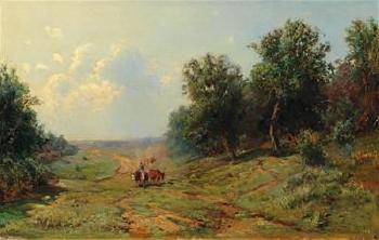 Open landscape with cattle returning home by 
																			Pardo Puzyrevski