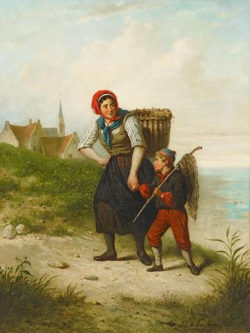 Fischerin mit Sohn by 
																	Jan Jac Matthys Damschroeder