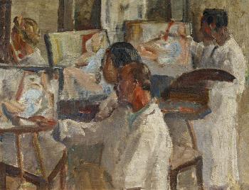 Painting Class in the Studio by 
																			Nicolas Untersteller