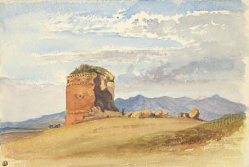 Campagna-landschaft mit dem Mausoleo dei Gordiani by 
																	Albert Franz Venus