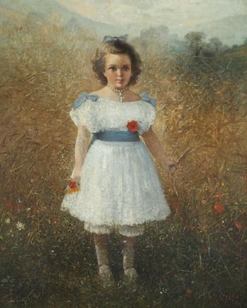 Young girl in field by 
																	Gustave Jundt