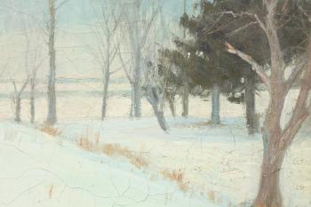 Snow scene near Greenwich, Connecticut, Fairfield County by 
																			John Henry Twachtman