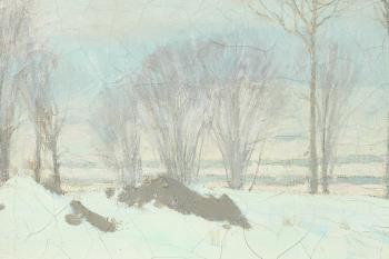 Snow scene near Greenwich, Connecticut, Fairfield County by 
																			John Henry Twachtman