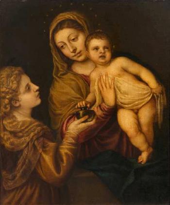 Madonna and Child with the Holy Magdalene by 
																	Alessandro Varotari