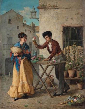 Le marchand de fleurs andalou by 
																			Joaquin Damis y Cortes