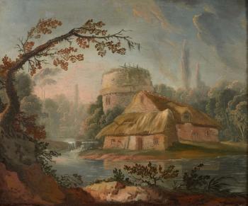 Hameau fortifié dans un paysage de rivière by 
																			Jacques Nicolas Julliard