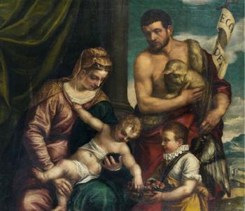 La Vierge à l’Enfant avec saint Jean-Baptiste et un jeune garçon en ange by 
																	Giambattista Zelotti Farinati