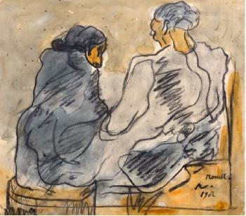 Deux femmes assises de dos by 
																	Isidro Nonell y Monturiol