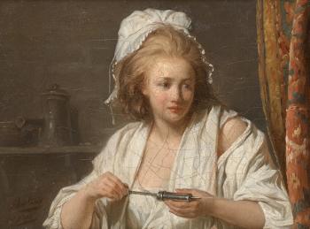 Jeune femme tenant une seringue by 
																			Henri Pierre Danloux
