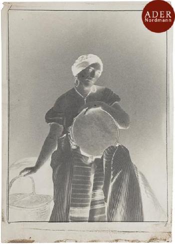 Jeune femme au tambourin by 
																			Julien Vallon de Villeneuve