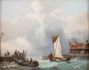 Im kleinen Hafen by 
																			George Willem Opdenhoff
