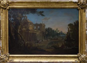 Palais devant un bassin by 
																			Jacques de Lajoue