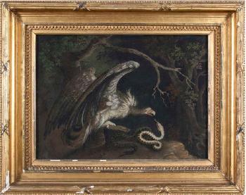 Vulture and Serpent in a Woodland by 
																			Benjamin Zobel