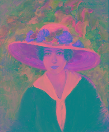 Portrait de femme au chapeau de paille by 
																	Marie Clotilde Gallien-Berthon