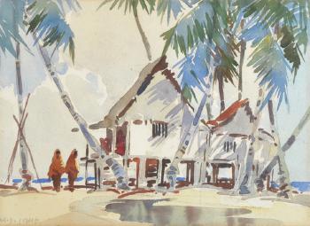Figures by a Beach House by 
																			 Yong Mun Sen