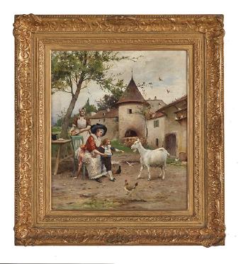Feeding the Goats by 
																			Emile Auguste Pinchart