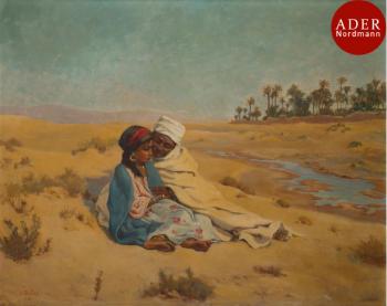 Couple oriental dans le désert by 
																	Jean Dutey
