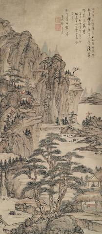 Landscape in the style of Wang Meng by 
																	 Kun Can