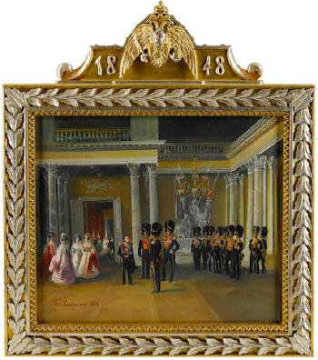 View of the White gallery (Armorial hall) in the Winter Palace by 
																	Adolph Ladurner
