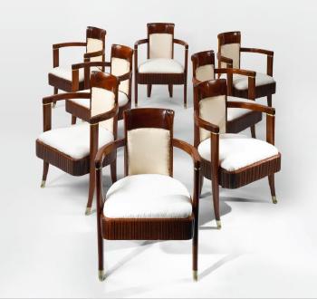 Armchairs from the First Class dining room of the S.S. Normandie by 
																	Pierre Patout