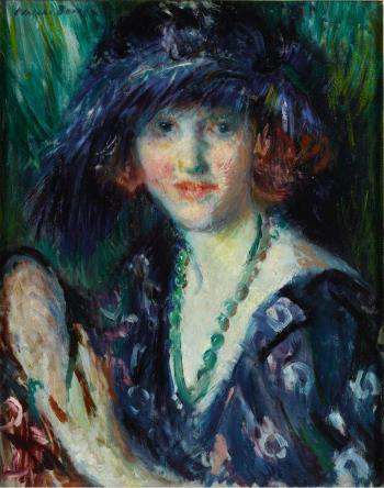 The blue feathered hat by 
																			Adolphe Borie