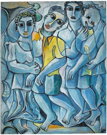 Young people in blue by 
																	Geoffrey Ernest Katantazi Mukasa