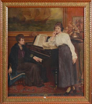 La leçon de piano by 
																	Georges Philippe Jacqmotte
