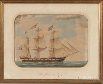 Portrait of a French Vessel by 
																	Louis Honore Frederic Gamain
