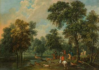 Horsemen hunting a deer by 
																			Martin Ferdinand Quadal