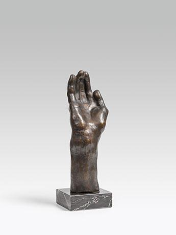 Right hand of the bronze Der letzte Mensch by 
																			Anton Hanak